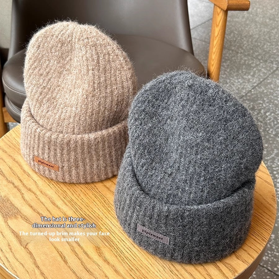 Girls Loose Design Woolen Cap Slimming Face-looking Small Warm Hat