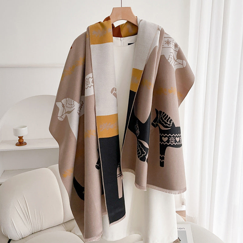 Warm Scarf Fashionable Outerwear Sweet Cute Double-sided Shawl