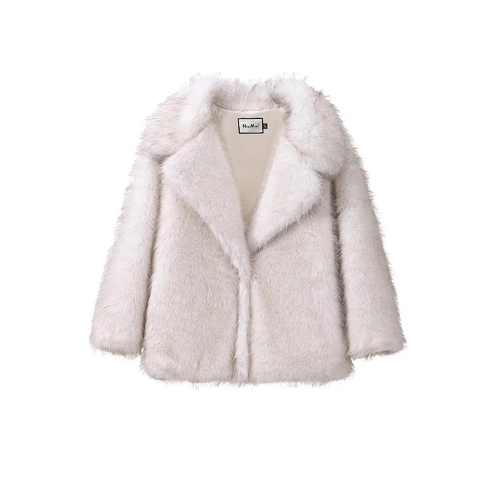 Fake Fur Coat Lapel Fashionable Warm