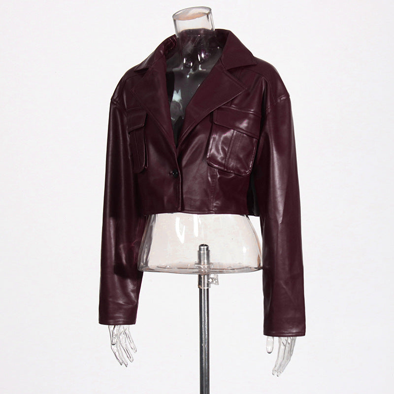 European and American biker-style short outerwear with large lapels