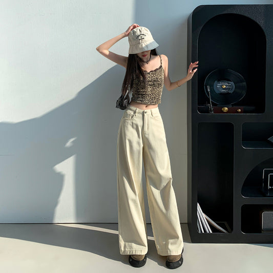 Loose Straight Summer High Waist Slimming Draping Mopping Pants