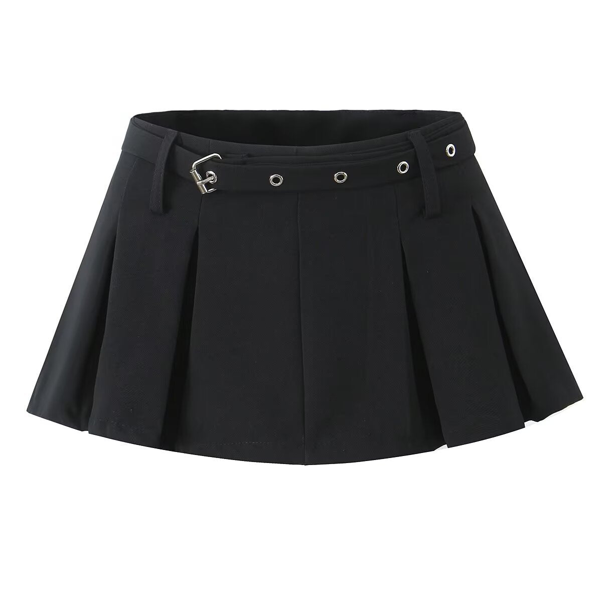 Fashionable slim fit strapless top with buckle decoration+pleated skirt