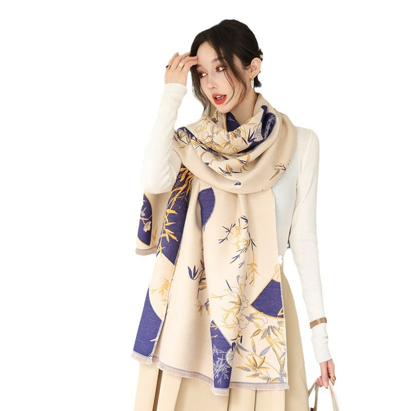 Age-reducing Yellow Cashmere-like Thick Warm Scarf