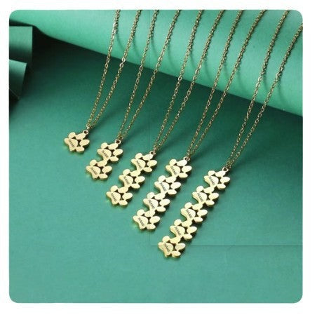 New fashion trend, no fading, cute smooth surface cat paw titanium steel necklace, men's and women's universal engraved cross chain