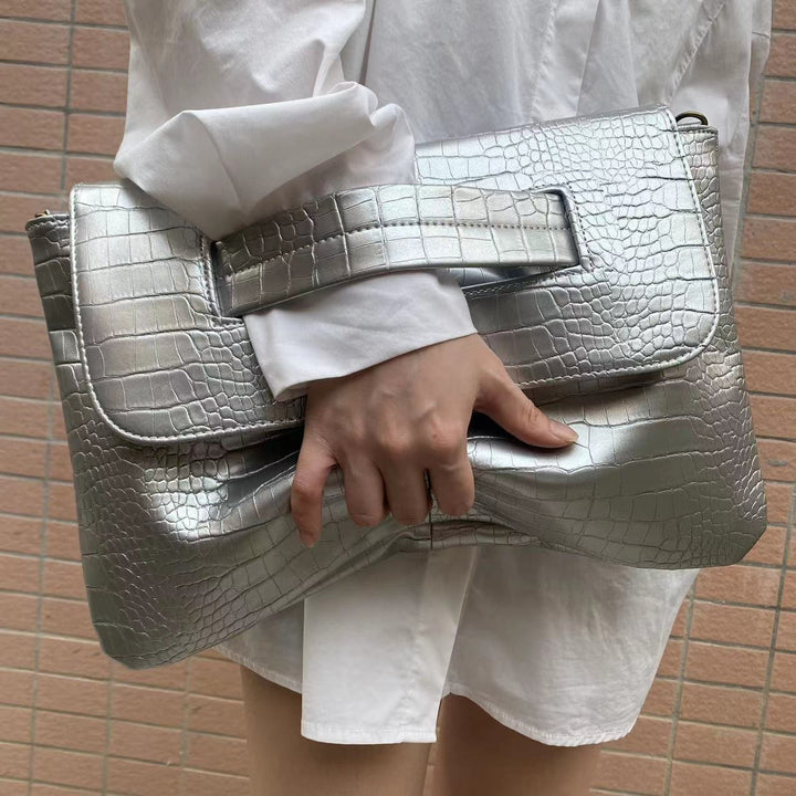 Chic Croc Texture Clutch Bag