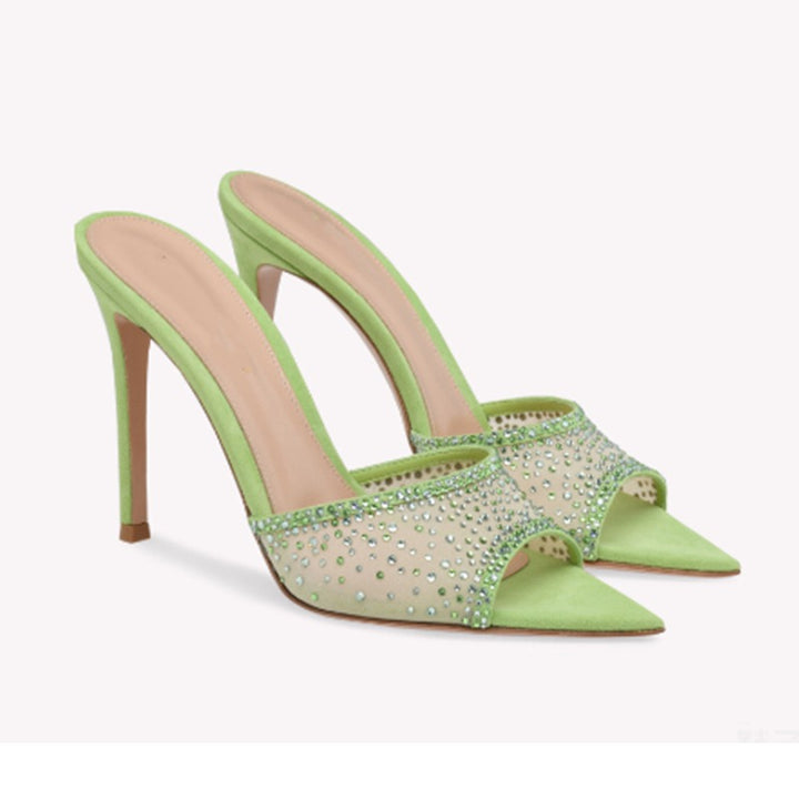 Chic Rhinestone Mesh Heels