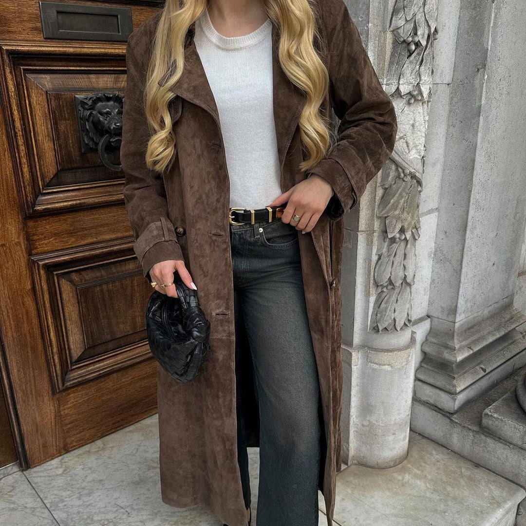 Street Chic Flip Collar Belted Jacket