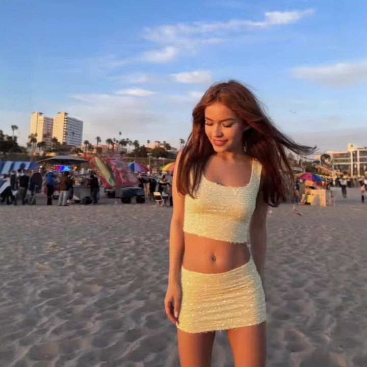 Chic Beaded Two-Piece Outfit