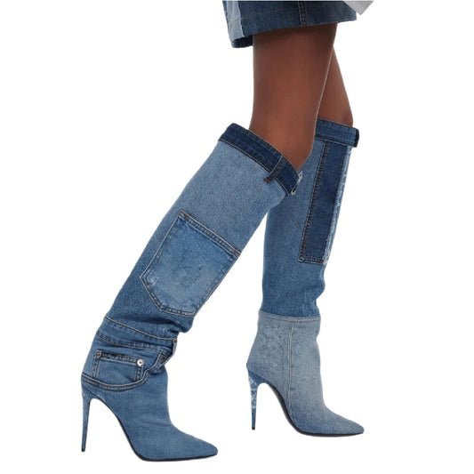 Chic Denim Over The Knee Boots