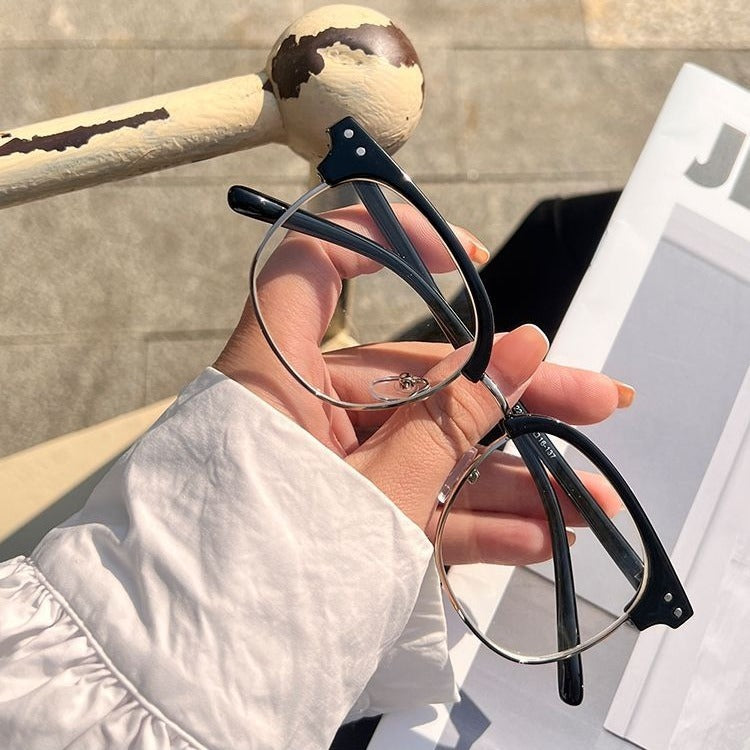 Simple Black Semi-rimless Myopia Glasses