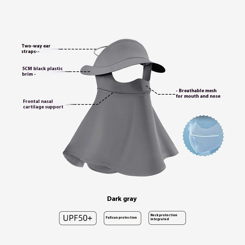 Vinyl Mask Soft Top All-inclusive Integrated Neck Protection Ice Silk UV-proof Outdoor Sun Hat