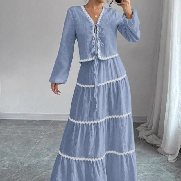 Layered Lace Lantern Sleeve Set