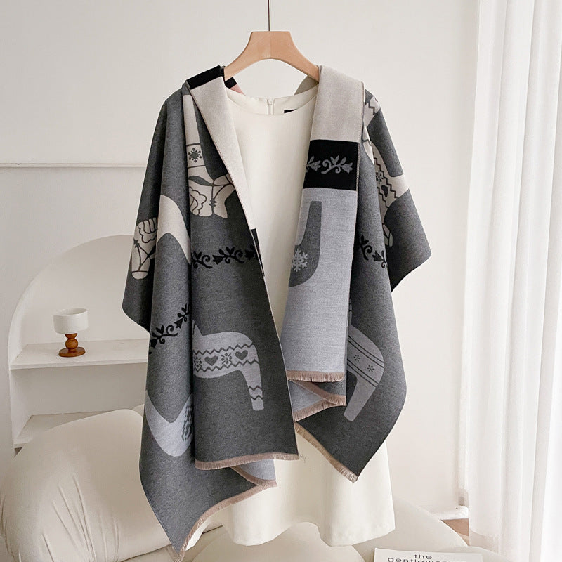 Warm Scarf Fashionable Outerwear Sweet Cute Double-sided Shawl