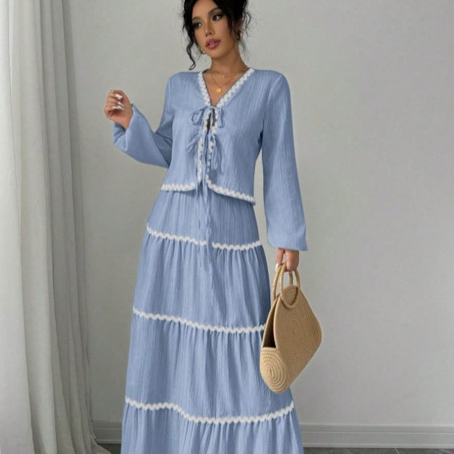Layered Lace Lantern Sleeve Set