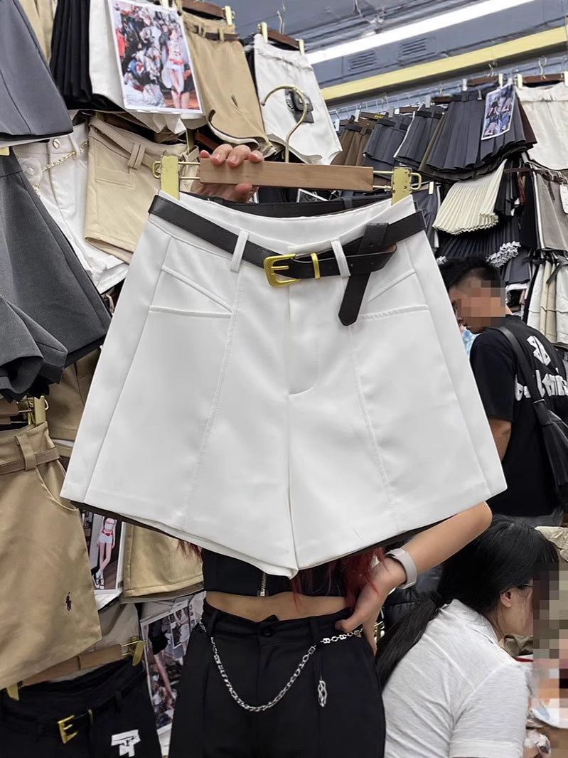 Fashionable Elegant Slimming High Waist Black Casual Shorts