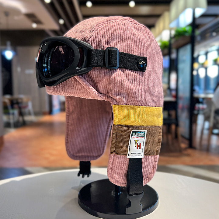 Pilot Hat Corduroy Warm Ear Protection Ushanka