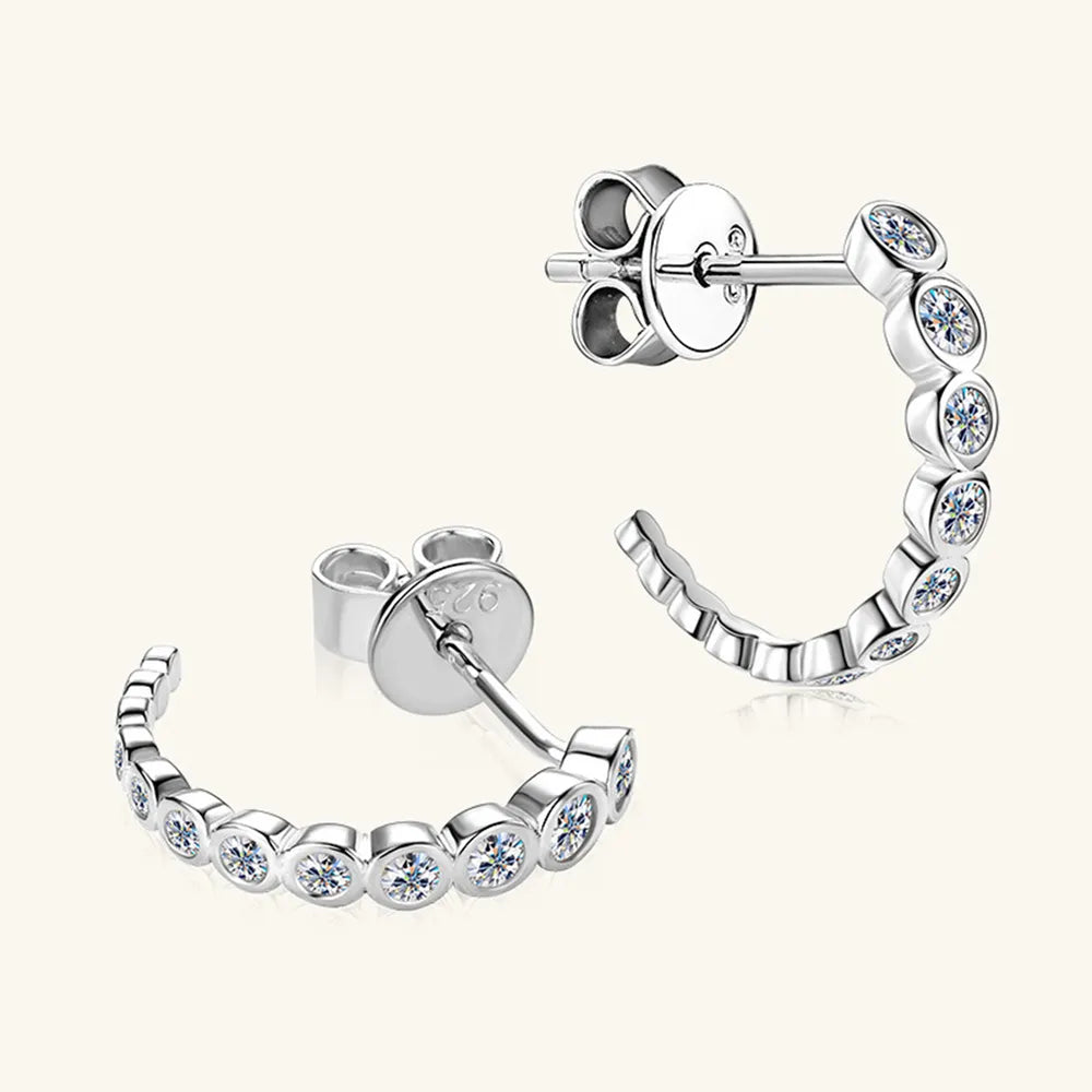 Sterling Silver Moissanite C-Hoops