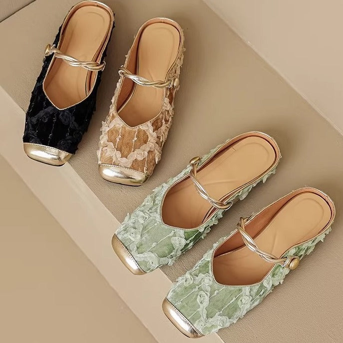 Soft Sole French  Elegant Retro Baotou Slippers