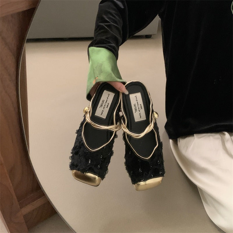 Soft Sole French  Elegant Retro Baotou Slippers