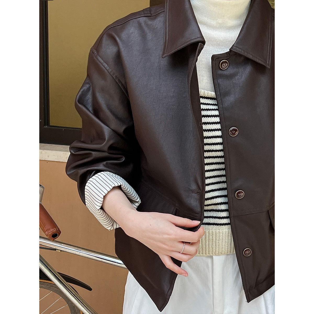 Classic Rebel PU Leather Contrast Jacket