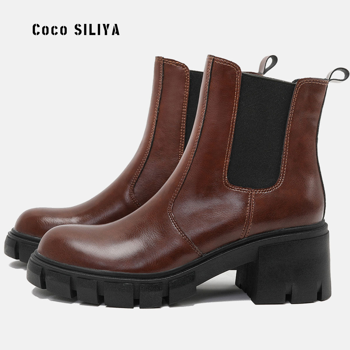 Thick Medium Heel Short Martin Style Shoes