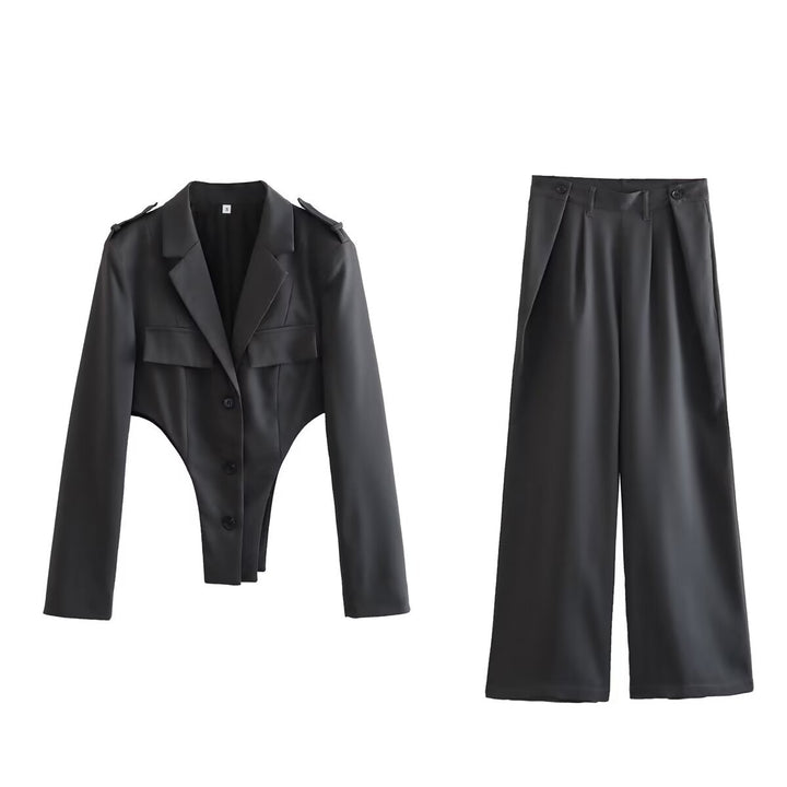 Elegant Blazer Top with Suit Pants