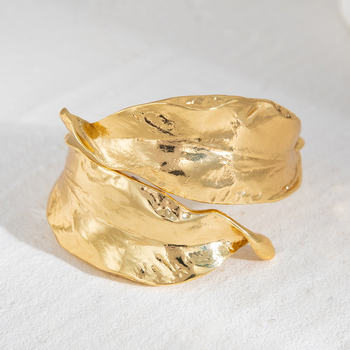 Irregular Leaf Wide Cuff Bracelet