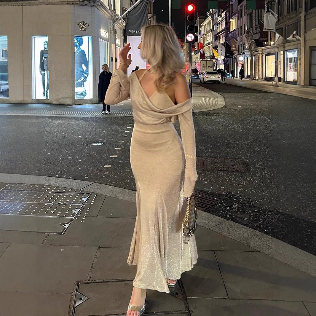 Golden Glitter Evening Gown