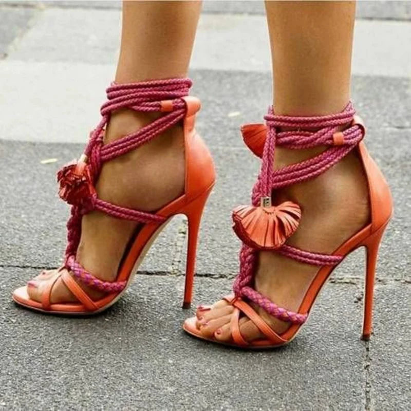 Elegant Braided Strap Heels