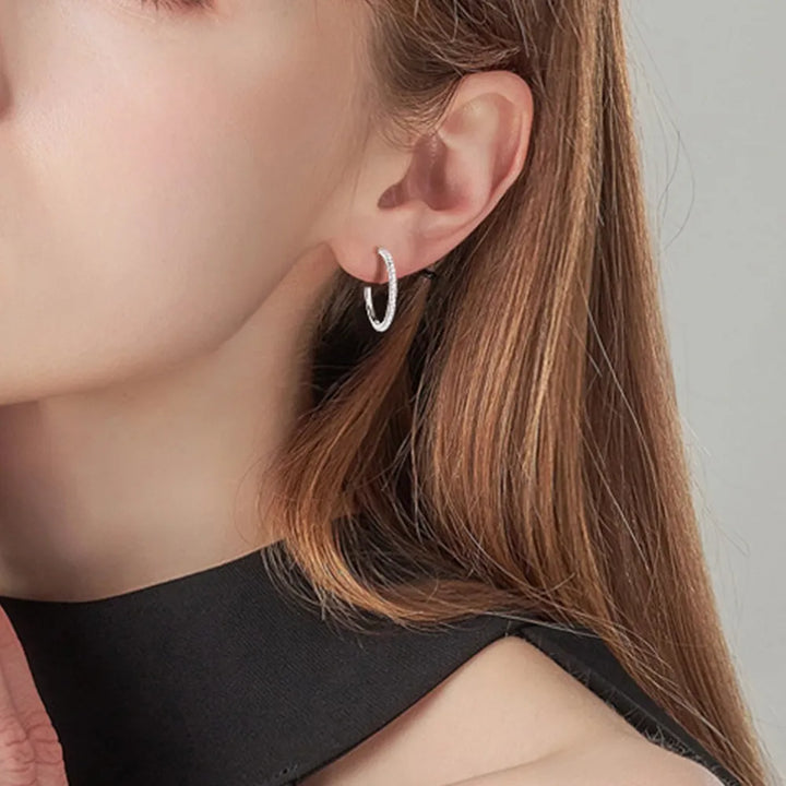 Sterling Silver Moissanite Hoop Earrings
