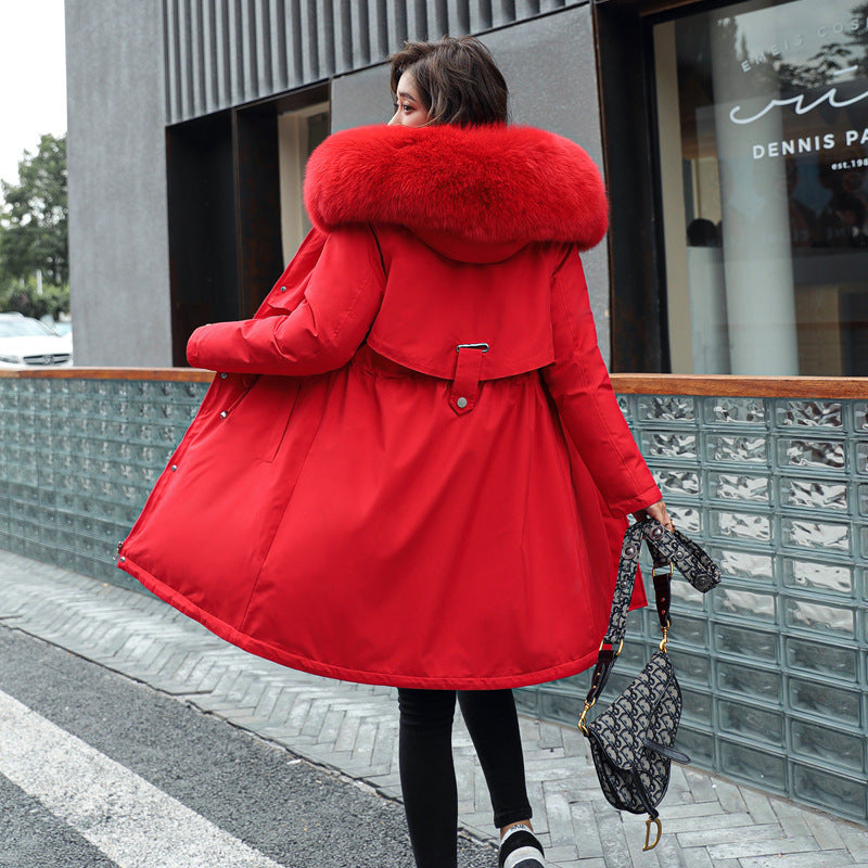 Medium Long Length Big Fake Fur Collar Jacket