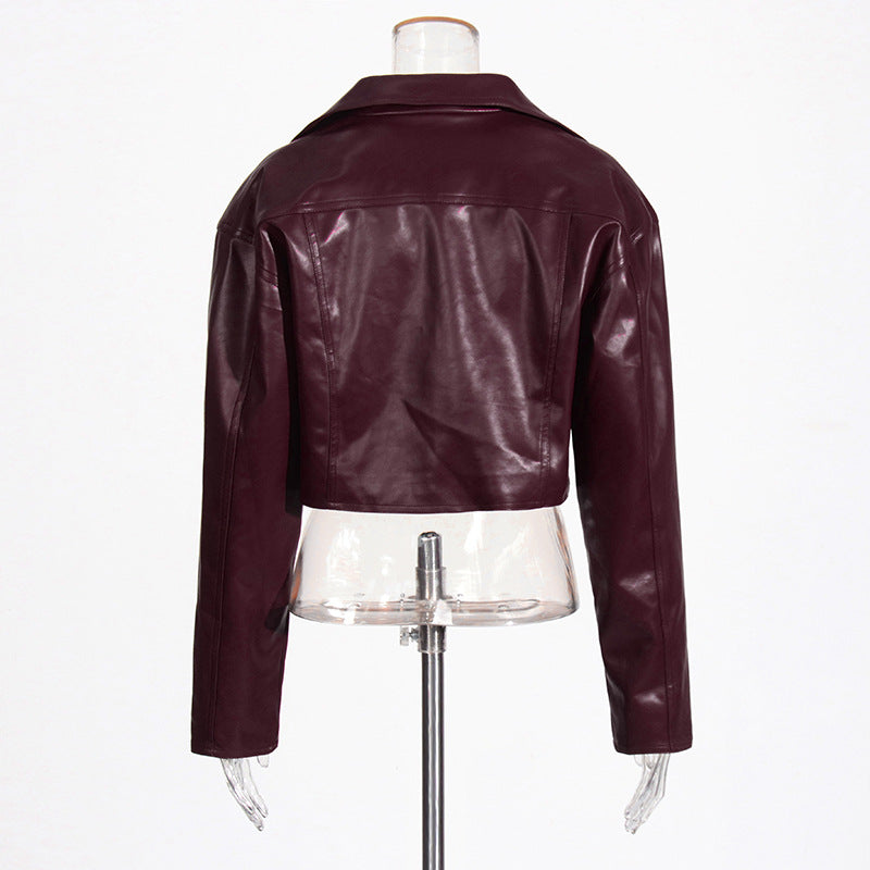 European and American biker-style short outerwear with large lapels
