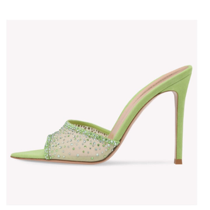 Chic Rhinestone Mesh Heels