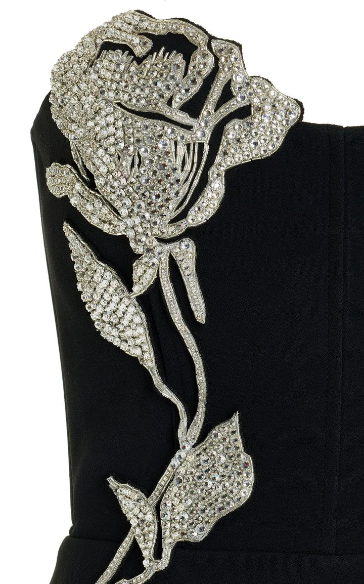 Black Embroidered Bandage Gown