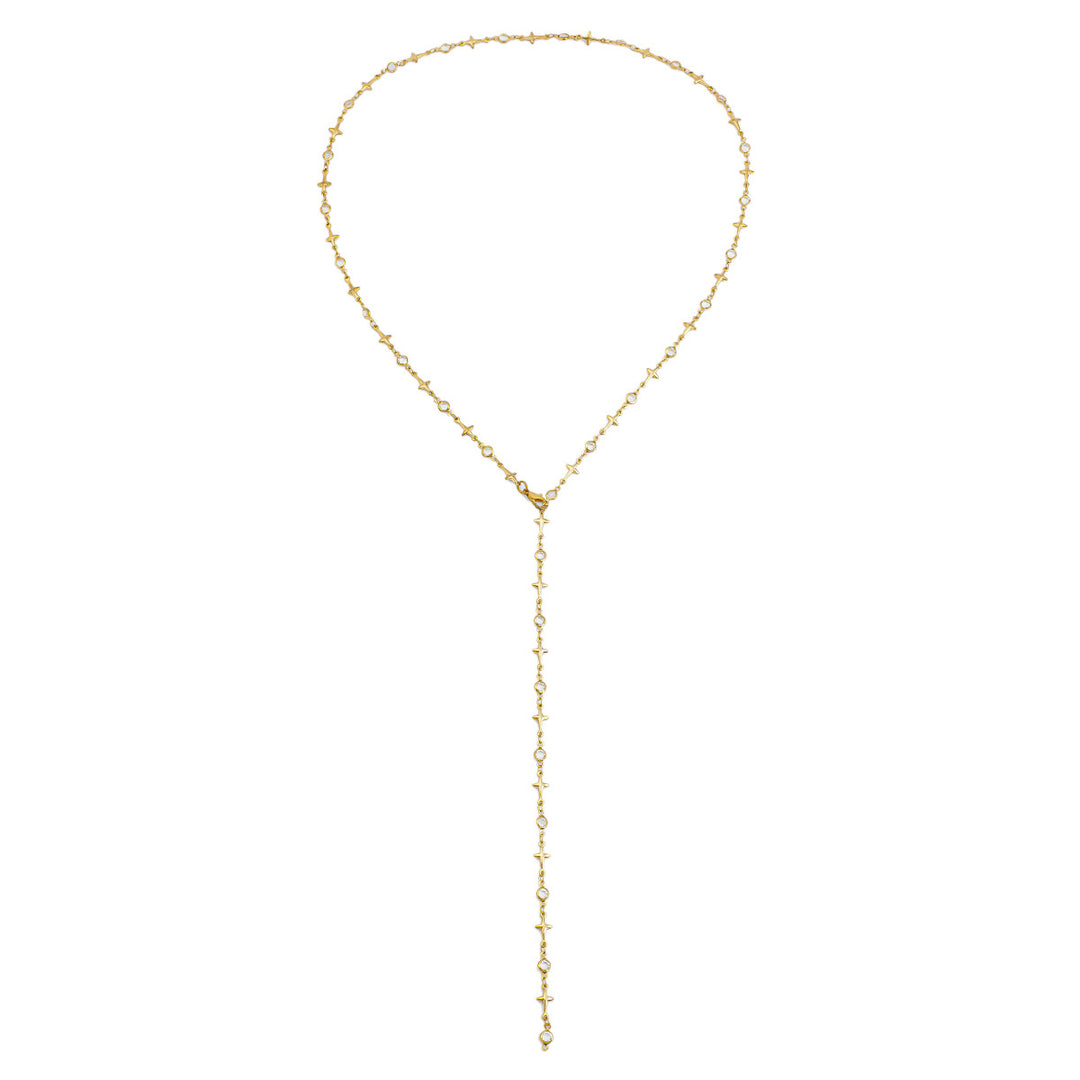 Small Fresh Color Y-shaped Daisy Chain Necklace Sweet Three Dimensional Metal Copper Clavicle Chain