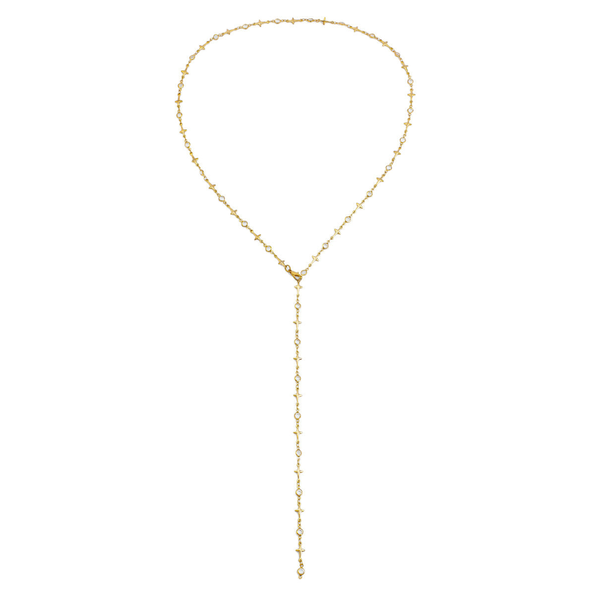 Small Fresh Color Y-shaped Daisy Chain Necklace Sweet Three Dimensional Metal Copper Clavicle Chain