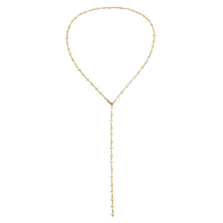 Small Fresh Color Y-shaped Daisy Chain Necklace Sweet Three Dimensional Metal Copper Clavicle Chain