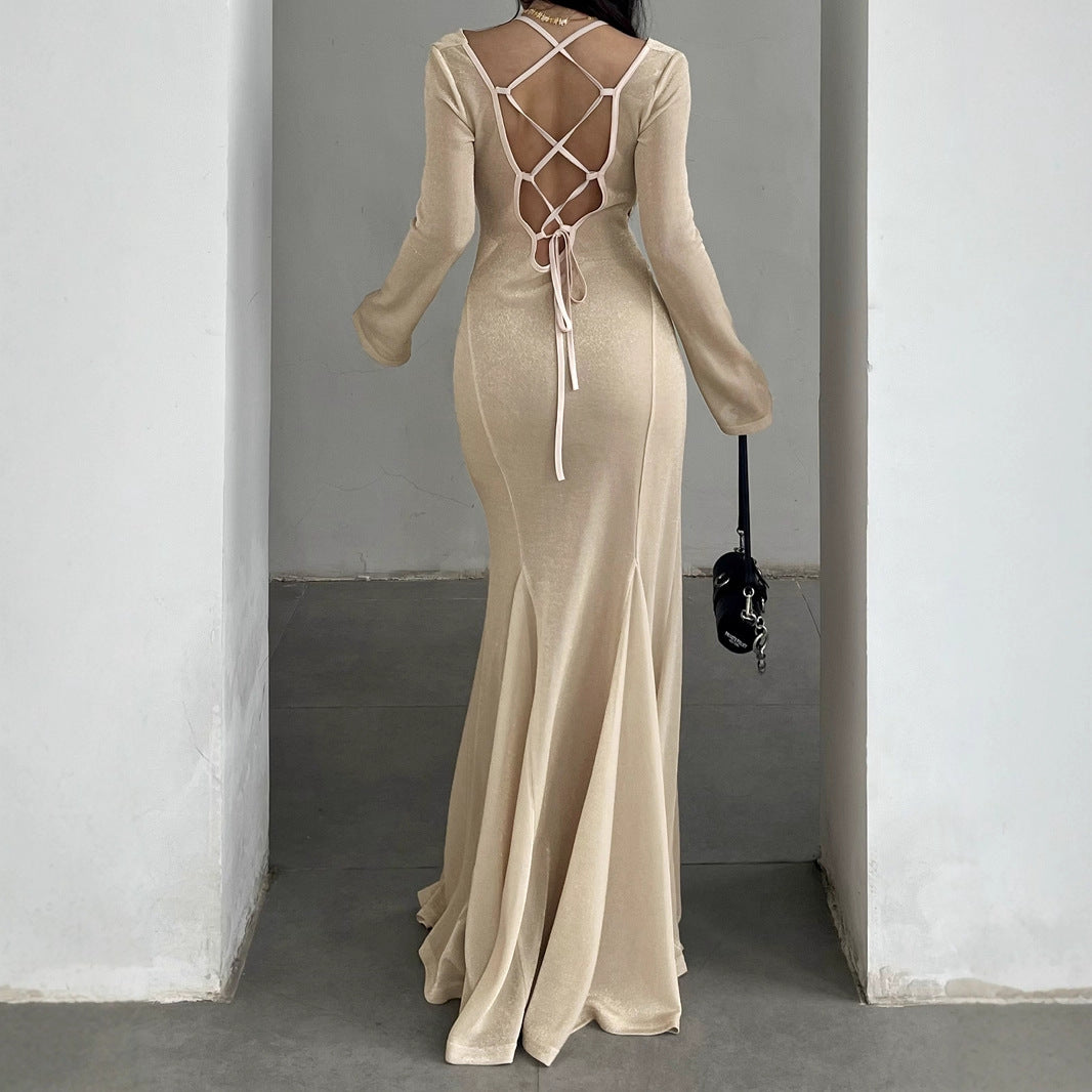 Golden Glitter Evening Gown