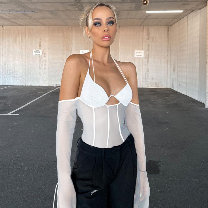 Black Mesh Party Top