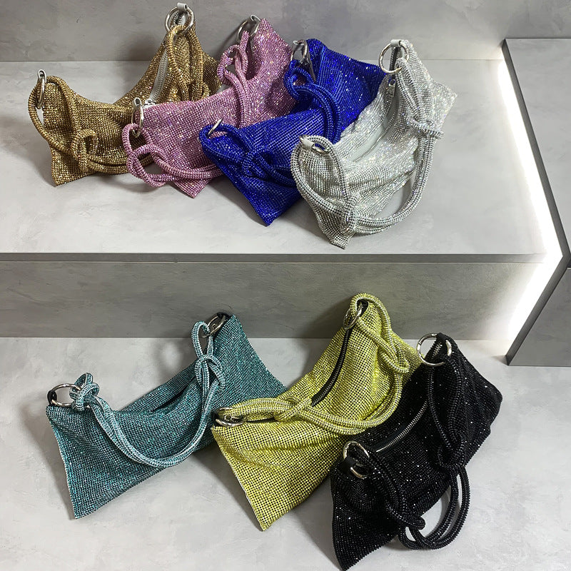 2mm New Women's Bag Rhinestone Bag With Diamonds One Shoulder Portable Diamond Underarm Bag