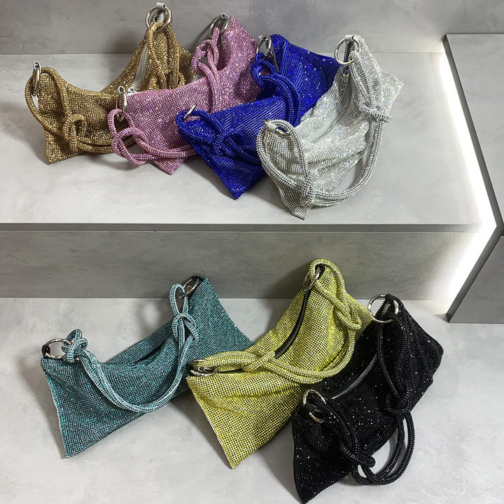 2mm New Women's Bag Rhinestone Bag With Diamonds One Shoulder Portable Diamond Underarm Bag