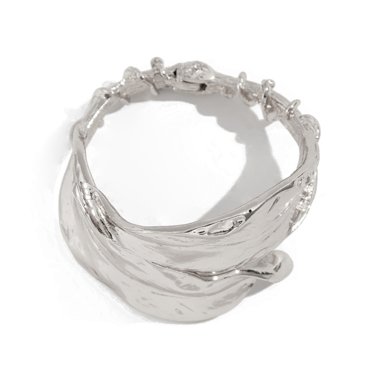 Irregular Leaf Wide Cuff Bracelet