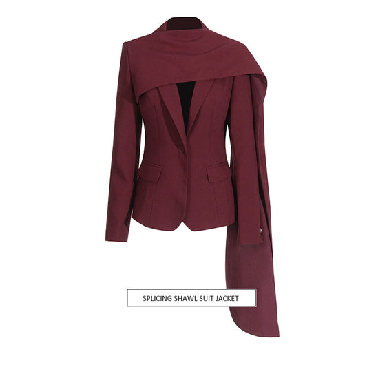 Refined Edge Shawl Waist Cinched Blazer