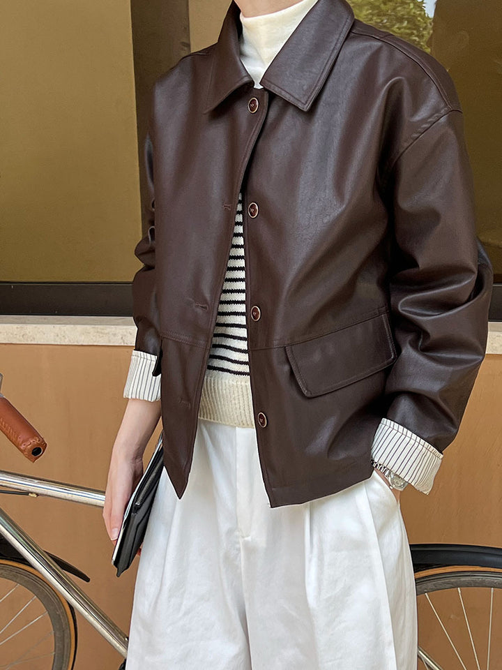 Classic Rebel PU Leather Contrast Jacket