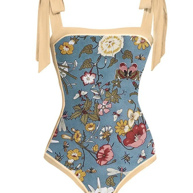 Chiffon Printed Swimsuit Women's Conservative Bikini Beach Outdoor Swimwear