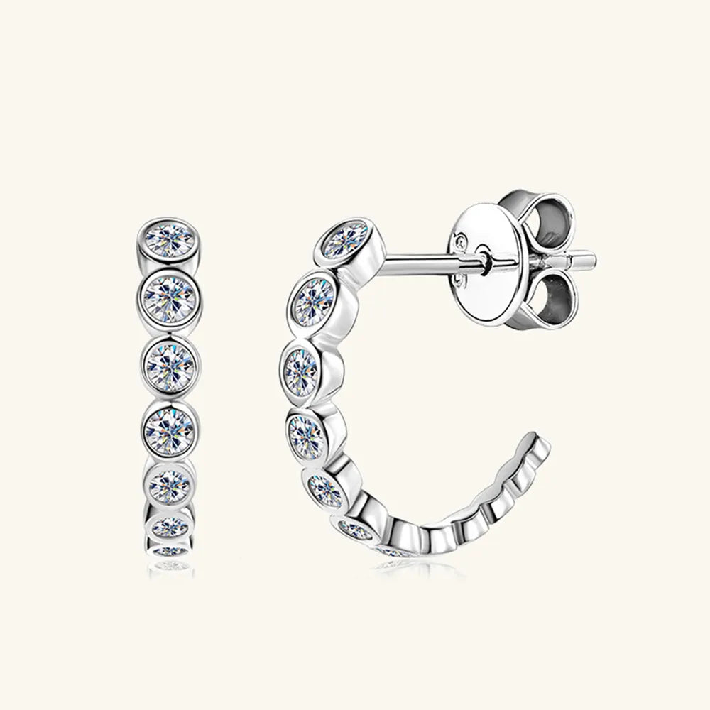 Sterling Silver Moissanite C-Hoops