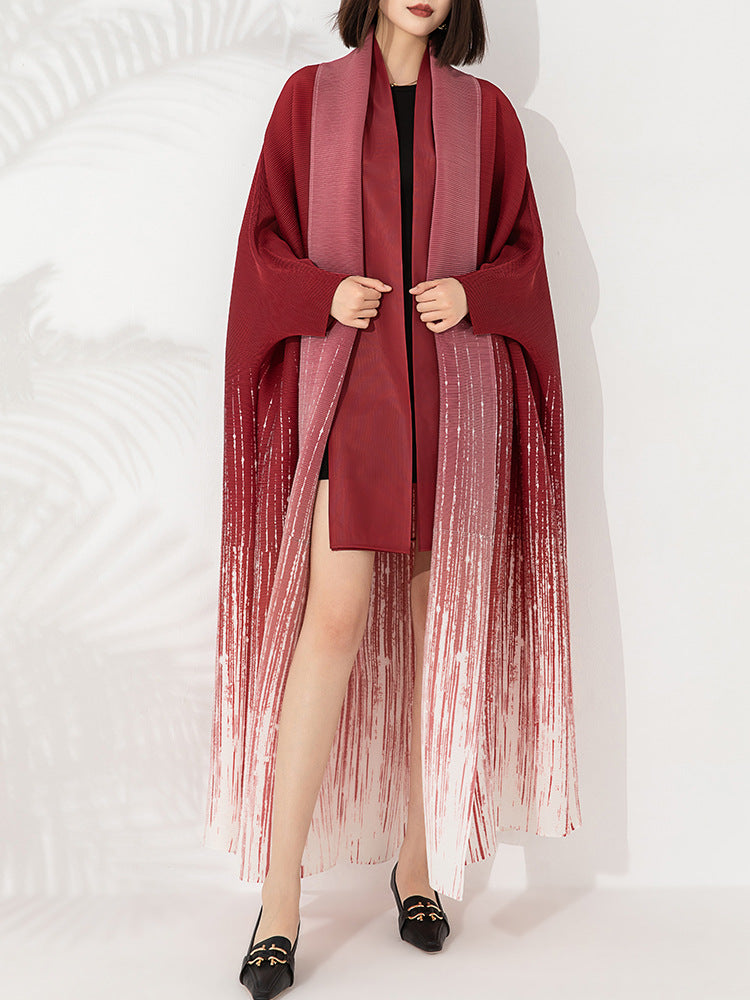 Chic Flow Bat Sleeve Gradient Coat
