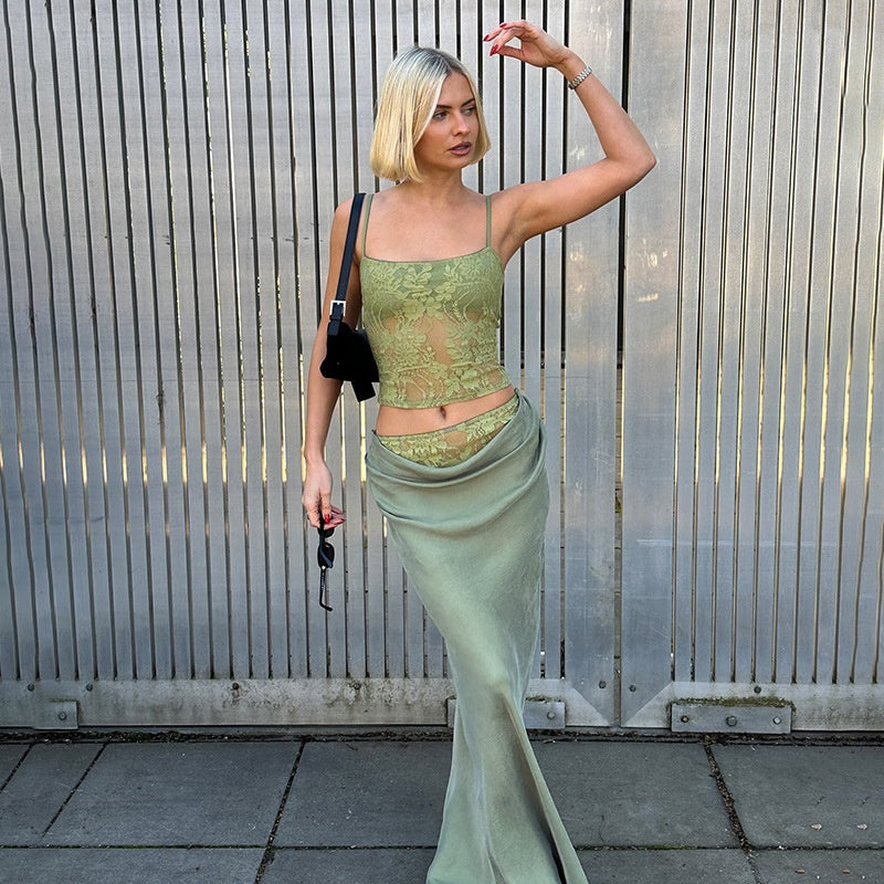 Chic Pleated Bodycon Two Piece Outfit