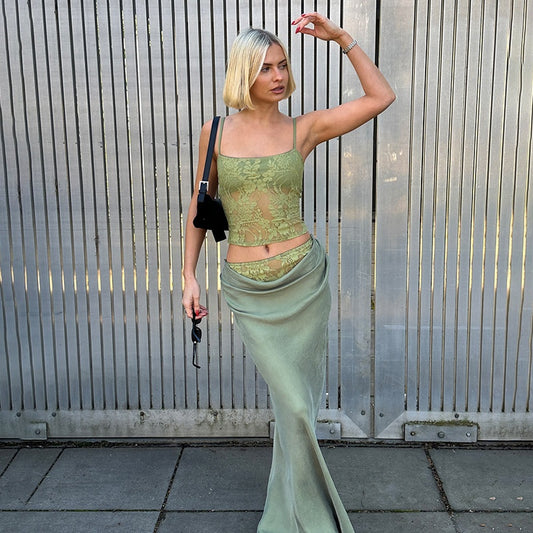 Chic Pleated Bodycon Two Piece Outfit