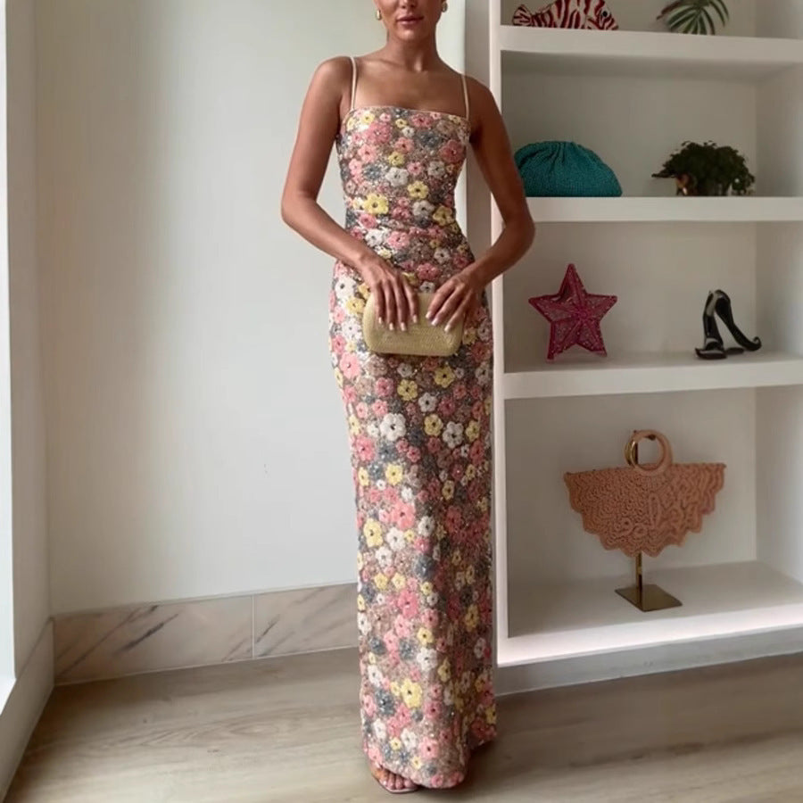 Fitted Long Sequin Party Dress